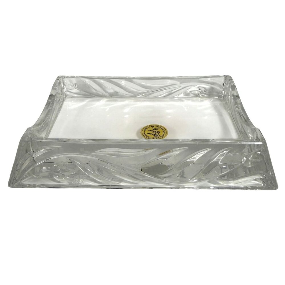 Princess House 24% Lead Crystal Memo Pad Holder Retired + Original Paper